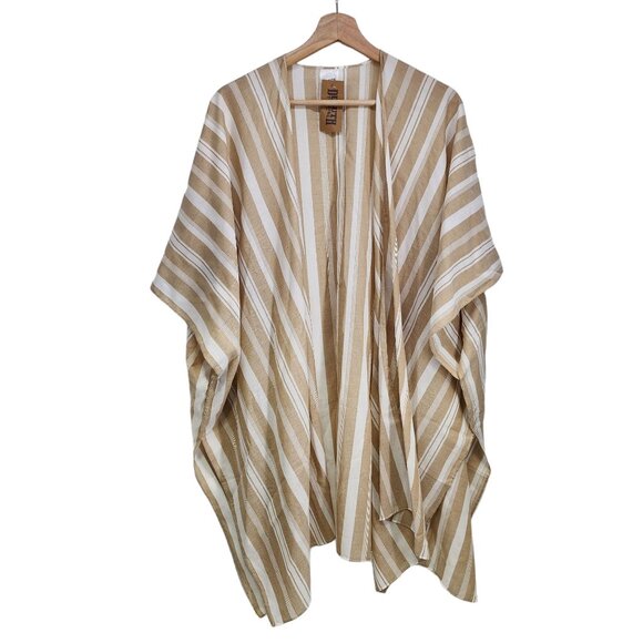 New Duluth Trading Co Women's‎ Lightweight Cape Poncho One Size OS Tan White - Picture 3 of 9